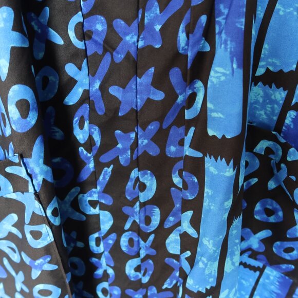 West African Blue and Black Patterned Long Kaftan Bubu Dress w/Pockets NWOT - Picture 7 of 16